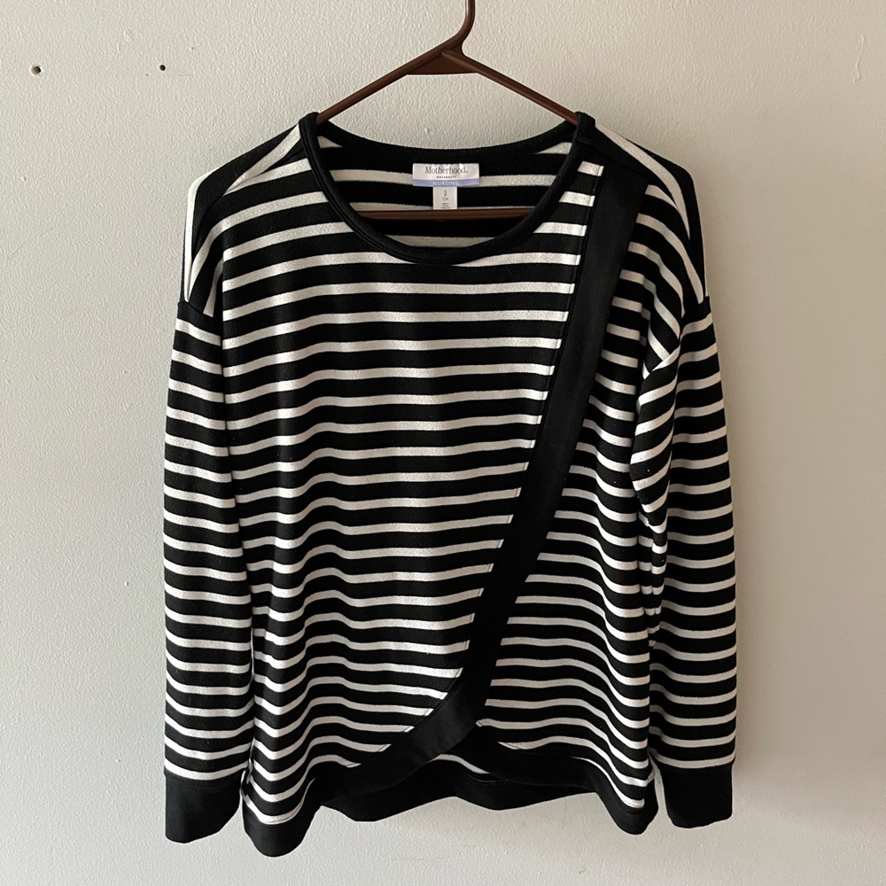 Motherhood maternity Long Sleeve Nursing Crew Neck Sweatshirt